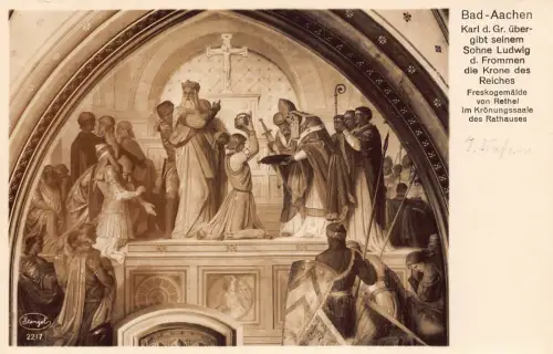 L089 Deutschland Bad-Aachen Karl Uebergibt sein Söhne Ludwig Gemälde Postkarte