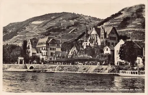 L089 Deutschland 1933 Assmannshausen am Rhein Gasthaus zur Krone Vintage Postkarte
