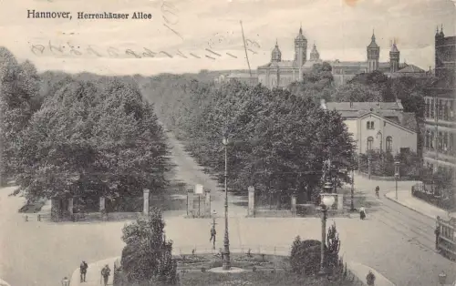 L088 Deutschland 1912 Hannover Herrenhaeuser Allee Straße Vintage Postkarte