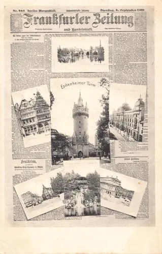 B588 Zeitungshüllen Frankfurter Zeitung Deutschland Frankfurter Turm 1901 Postkarte