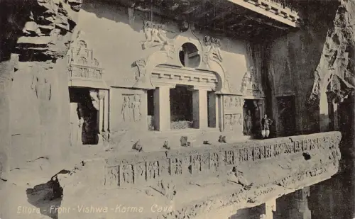 L378 Indien Ellora Front Vishwa Karma Höhle Vintage Postkarte