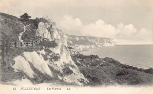 B004 England Folkestone The Warren Vintage Postkarte