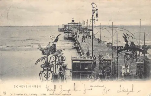 A045 Niederlande 1906 Scheveningen Wandelhoofd Meer Vintage Postkarte