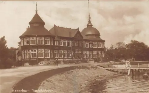 A152 Dänemark 1919 Kopenhagen Yacht Club Yachtklubben Vintage Postkarte