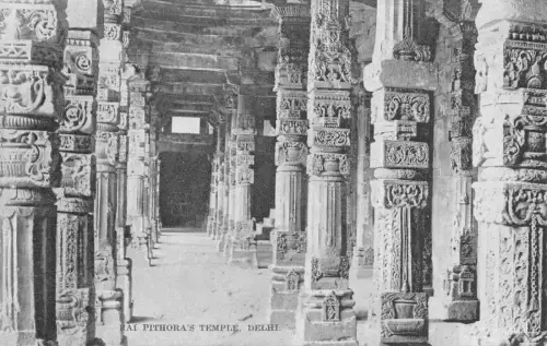 L379 Indien Rai Pithora Tempel Delhi Säulen Vintage Postkarte