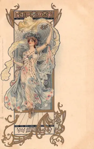 L554 Jugendstil Glamour Fashion Lady von Eva Daniell Vintage Postkarte