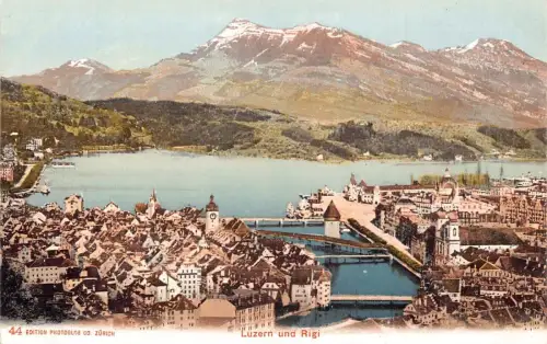 A041 Schweiz Luzern und Rigi Panoramablick Vintage Postkarte
