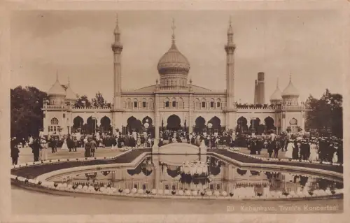 A148 Dänemark Kopenhagen Tivoli Koncertsaal Brunnen Vintage Postkarte