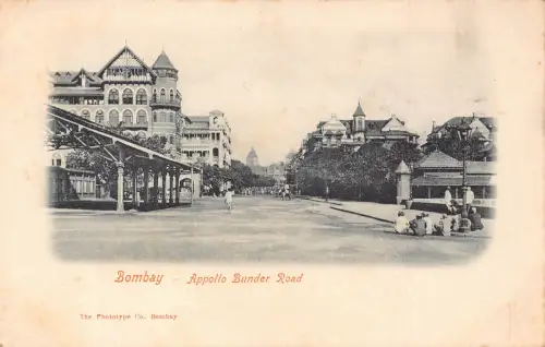A997 Indien Bombay Mumbai Appollo Bunder Road Vintage Postkarte