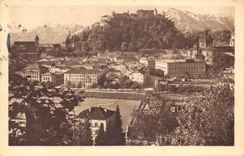 A148 Österreich 1930 Schloss Salzburg vom Kapuzinerberg Vintage Postkarte