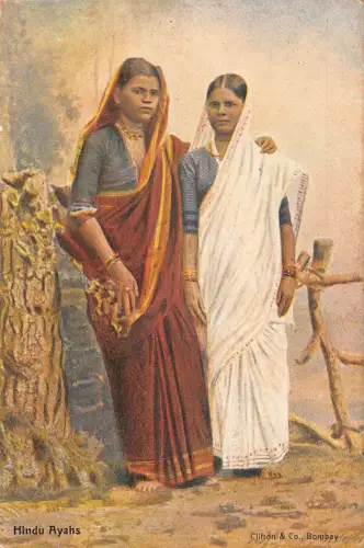 A994 Indiens Ureinwohner Frauen Hindu Ayahs in Sari ethnischer Typ Vintage Postkarte