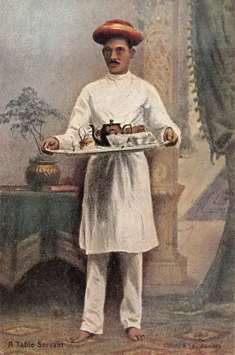 A994 Indien Job Typ Tischdiener Einheimischer Mann Volkskostüm ethnische Postkarte