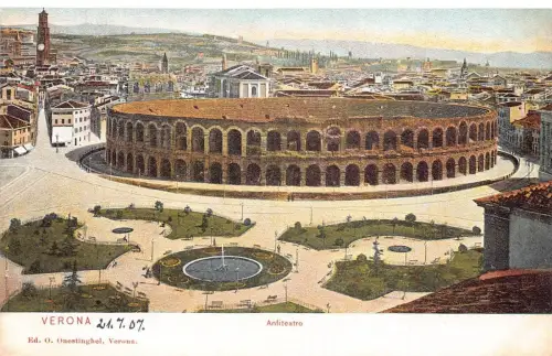 A039 Italien Verona Amphitheater Vintage Postkarte