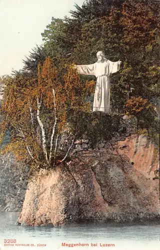 A042 Schweiz Meggenhorn bei Luzern Christusstatue Vintage Postkarte