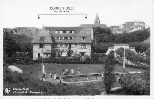 A755 Belgien Knocke Zoute Binnenhof Panorama Schwimmbad Schlafsaal Postkarte