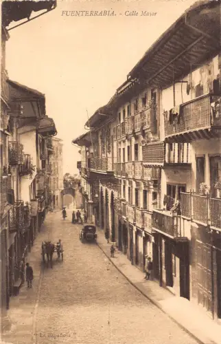 A991 Spanien Fuenterrabia Calle Mayor Street Vintage Postkarte