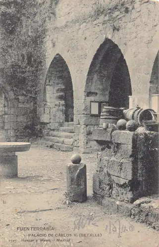 A991 Spanien 1905 Fuenterrabia Palacio de Carlos V Palace Vintage Postkarte