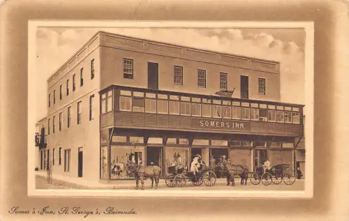 L526 Bermuda Somers Inn St George Passepartout Vintage Postkarte