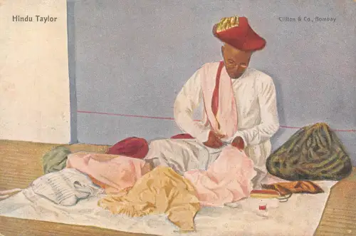 A993 Indien Hindu Taylor Ureinwohner Mann Nähen Kleidung Ethno Typ Vintage Postkarte