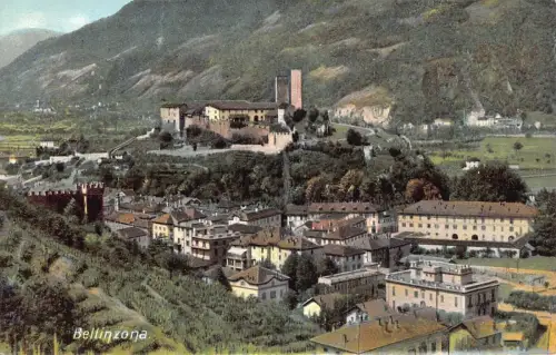 A039 Italien Bellinzona Panorama Vintage Postkarte