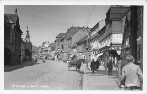 Tschechien Vrchlabi 1938 Hauptstraße Echtfoto Vintage Postkarte