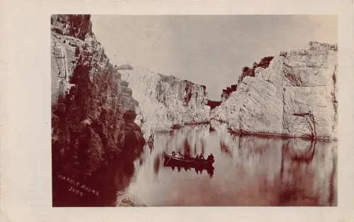 A997 Indien Marmorfelsen Jubbelpur Jabalpur Boot RPPC Vintage Postkarte