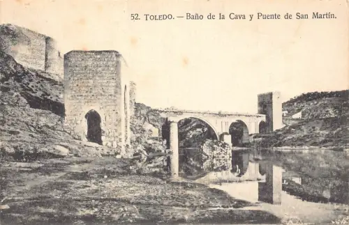 A991 Spanien Toledo Bano de la Cava y puente de San Martin Brücke Vintage Postkarte
