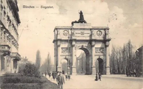 A168 Deutschland 1909 München Siegestor Tor Vintage Postkarte