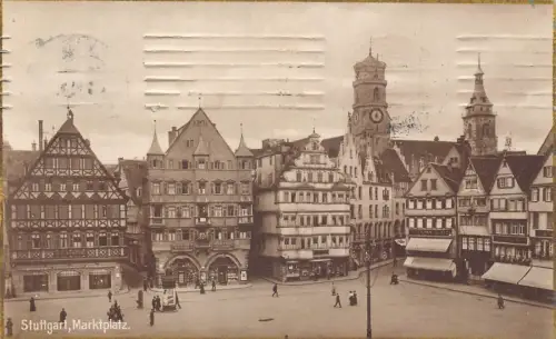 A166 Deutschland 1923 Stuttgarter Marktplatz Vintage Postkarte