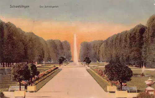 A166 Deutschland 1910 Schlossgarten Schwetzingen Vintage Postkarte