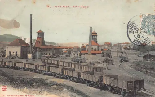 Frankreich St Etienne Eisenbahn Industrie Waggons 1907 Vintage Postkarte L552