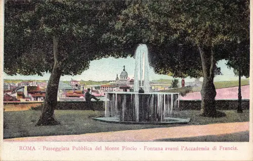 L257 Italien ROM - Fontana avanti l'Accademia di Francia Vintage Postkarte
