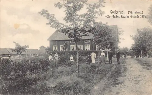 Schweden Kyrkerud Varmland Har Foddes Esaias Tegner Vintage Postkarte