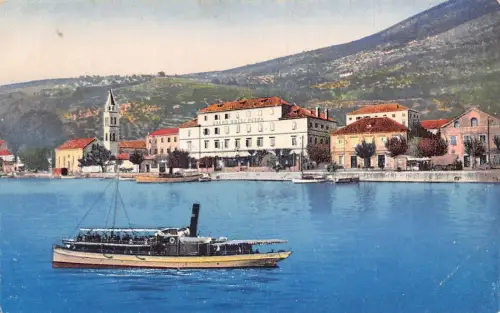 A854 Kroatien Gruz Gravosa Hotel Petka Dampfschiff Vintage Postkarte