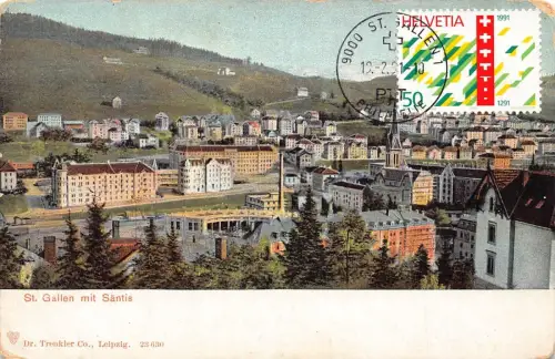 L300 Schweiz St. Gallen mit Saentis Litho Vintage Postkarte