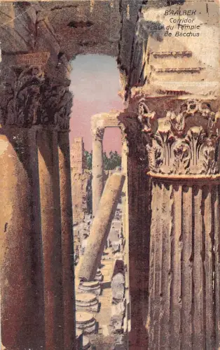 A857 Libanon Baalbek Corridor du temple de Bacchus Vintage Postkarte