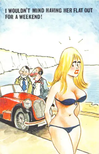 A860 Comic Humor hätte nichts dagegen, sie zum Wochenende Auto Postkarte zu haben