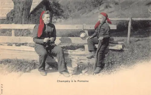 A860 Schweiz 1902 Bauern Well Champery a Fontaine Ureinwohner Ethno Postkarte