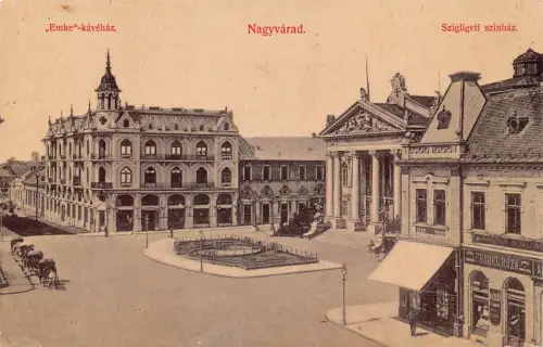 L508 Rumänien Nagyvarad Oradea Theater Judaica Shop Vintage Postkarte