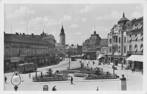 L508 Rumänien 1944 Nagyvarad Oradea Bemer ter Handel Straßenbahn Vintage Postkarte