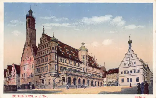 A232 Deutschland Rothenburg o Tbr Rathaus Rathaus Vintage Postkarte