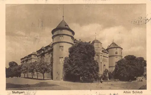 A232 Deutschland 1922 Stuttgart Altes Schloss, Porto fällig Schweiz Vintage Postkarte