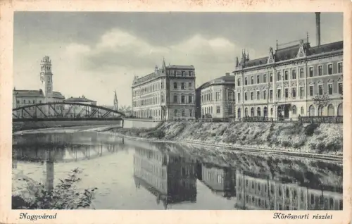 L508 Rumänien Nagyvarad Oradea Brücke Crisul Fluss 1943 Vintage Postkarte