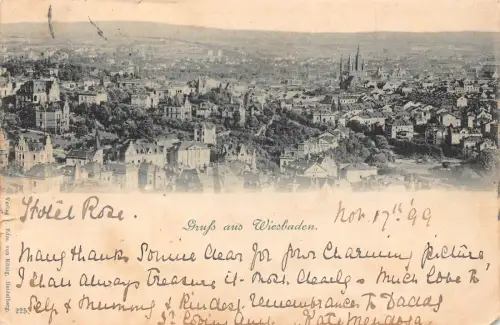 A232 Deutschland 1899 Gruss aus Wiesbaden Vintage Postkarte