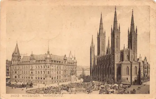 A232 Deutschland 1920 Wiesbaden Marktplatz Vintage Postkarte