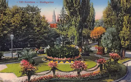 A232 Deutschland 1922 Konstanz Stadtgarten Staatsgarten Vintage Postkarte