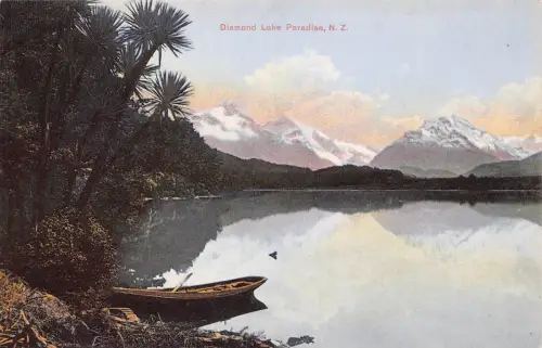B597 Neuseeland Diamond Lake Paradise Vintage Postkarte