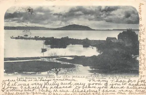 B597 Neuseeland 1906 Lake Rotorua Vintage Postkarte