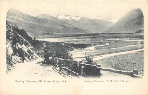 B597 Neuseeland Bealey Glaciers W Coast Road Vintage Postkarte
