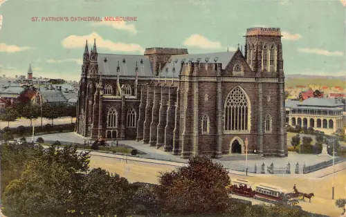 B602 Australien Melbourne St Patrick's Cathedral Vintage Postkarte